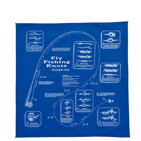 プリンティッドイメージ ネイチャープリントバンダナ フライフィッシングノッツブルー