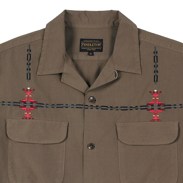 ペンドルトン メンズ  ロングスリーブ ガーメントダイ エンブロイダリー オープンカラーシャツ