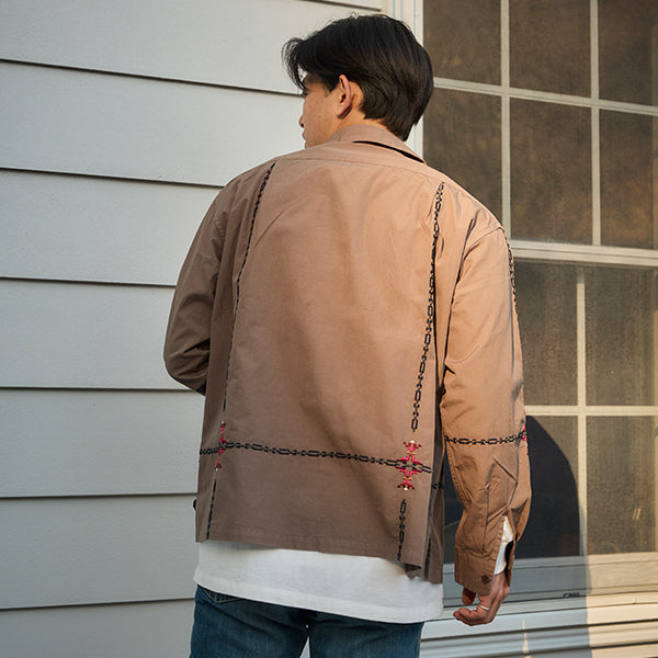 ペンドルトン メンズ  ロングスリーブ ガーメントダイ エンブロイダリー オープンカラーシャツ