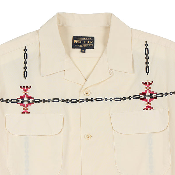 ペンドルトン メンズ  ロングスリーブ ガーメントダイ エンブロイダリー オープンカラーシャツ