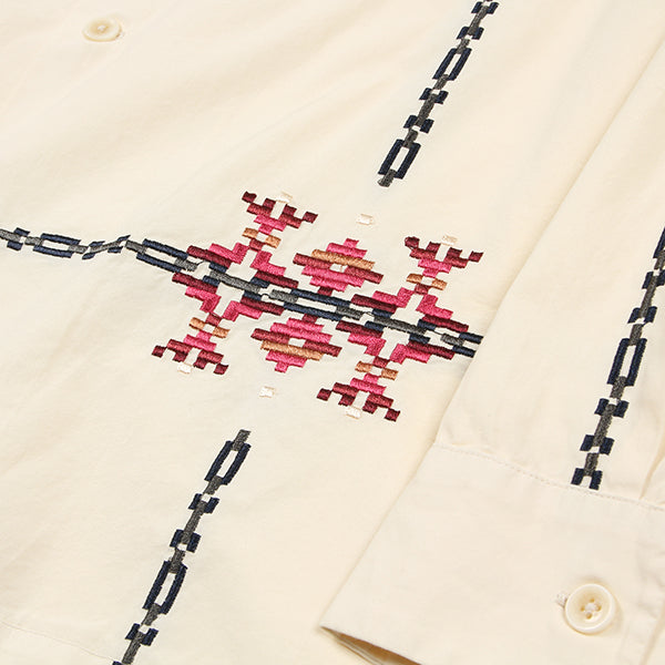 ペンドルトン メンズ  ロングスリーブ ガーメントダイ エンブロイダリー オープンカラーシャツ