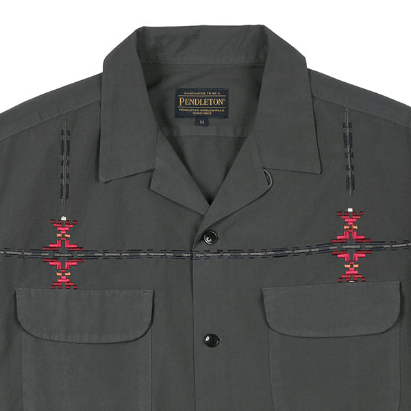 ペンドルトン メンズ  ロングスリーブ ガーメントダイ エンブロイダリー オープンカラーシャツ